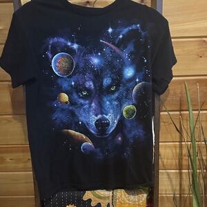 Mystical Wolf Galaxy Tee - Black